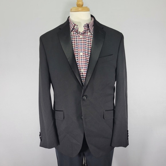 Kenneth Cole Reaction‎ Men's Tuxedo Jacket Black Poly Blend Techni-cole 42R